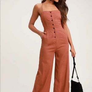 Lulu’s Beach Day Blush Rose Backless Jumpsuit